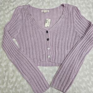 Aeropostale Lavender Open Knit Cropped Cardigan M NWT Y2K Coquette Romantic